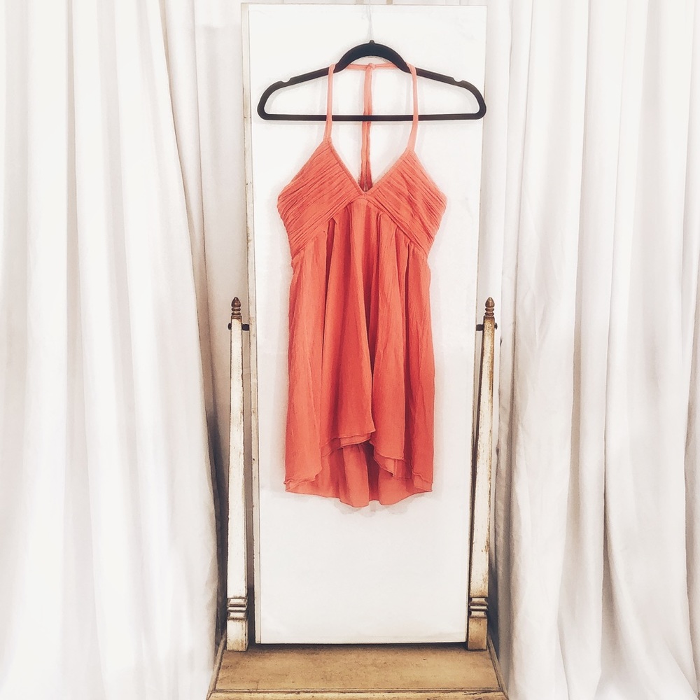 Alice + Olivia pink adjustable mini halter dress